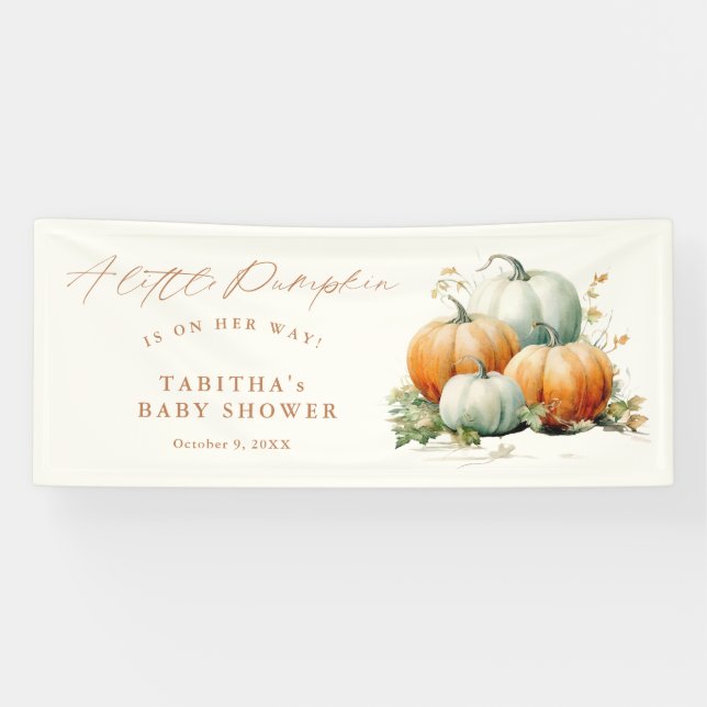 Little Pumpkin Fall Baby Duwer Gender Neutral Banner (Horizontal)