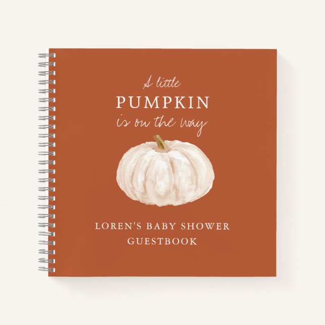 Little Pumpkin Fall Baby Shower Gästebuch Notizbuch (Vorderseite)