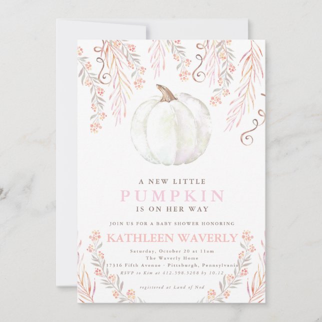 Little Pumpkin Fall Baby Shower Invitation Girl Einladung (Vorderseite)