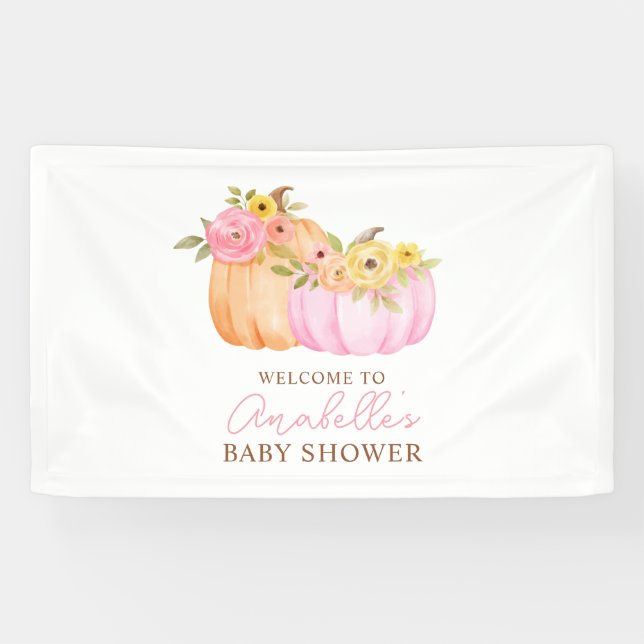 Little Pumpkin Fall Babydusche Personalisiert Banner (Horizontal)