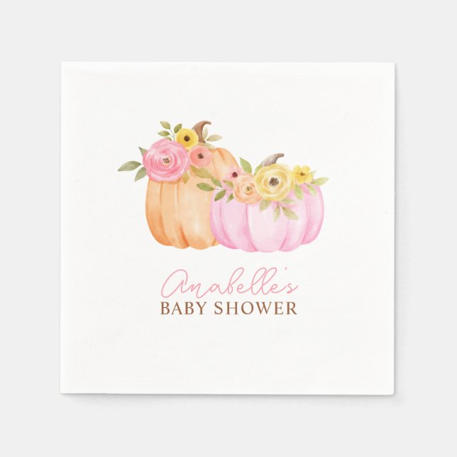 Little Pumpkin Fall Babydusche Personalisiert Serviette (Vorderseite)