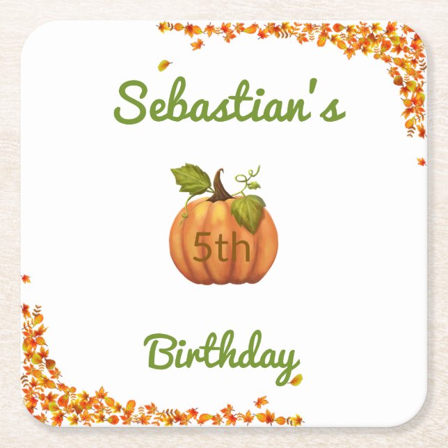 Little Pumpkin Fall Birthday Rechteckiger Pappuntersetzer (Vorderseite)