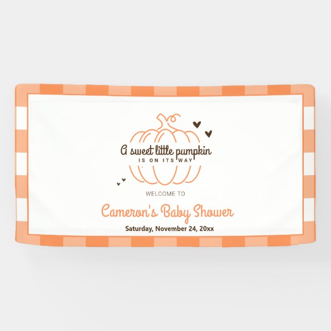 Little Pumpkin Fall Boy Girl Babydusche Willkommen Banner (Horizontal)