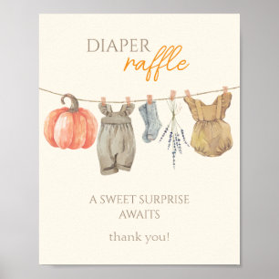 Little Pumpkin Fall Clothes Girl Diaper Raffle Poster