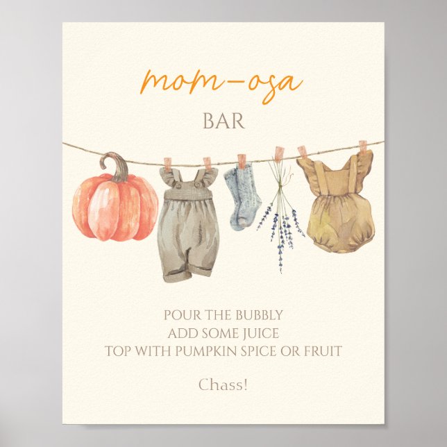 Little Pumpkin Fall Clothes Girl Mama osa Bar Poster (Vorne)