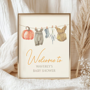 Little Pumpkin Fall Clothes Mädchen Begrüßungszeic Poster