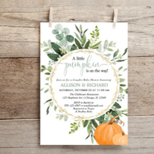 Little pumpkin fall couples greenery baby shower einladung
