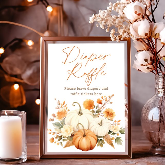 Little Pumpkin Fall Diaper Raffle Baby Shower Sign Fotodruck (Von Creator hochgeladen)