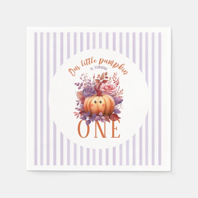 Little Pumpkin Fall Erste Geburtstagsparty Serviette (Vorderseite)