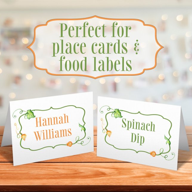 Little Pumpkin Fall Fairytale Food Label Zelt und Platzkarte (Von Creator hochgeladen)