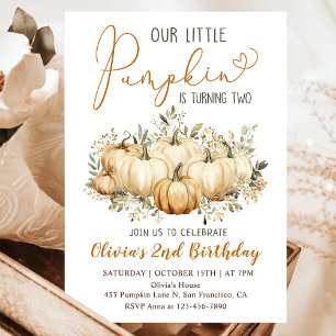 Little Pumpkin Fall Floral 2. Geburtstag Party Einladung