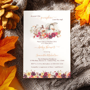 Little Pumpkin Fall Floral Baby Dusche Einladung