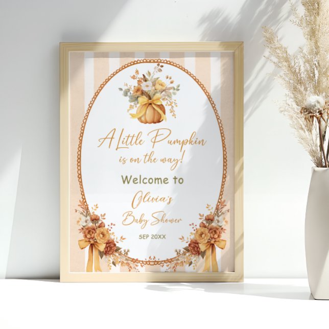 Little Pumpkin Fall Floral Baby Shower Welcome Poster (Von Creator hochgeladen)