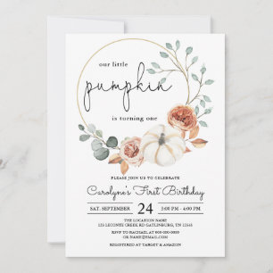 Little Pumpkin Fall Floral Geburtstag Einladung