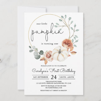 Little Pumpkin Fall Floral Geburtstag Einladung