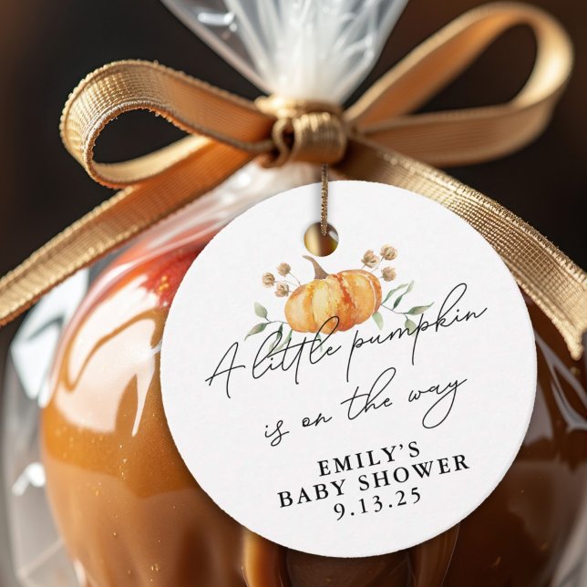 Little Pumpkin Fall Floral Neutral Baby Dusche Geschenkanhänger (Von Creator hochgeladen)