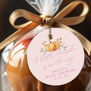 Little Pumpkin Fall Floral Pink Baby Dusche Geschenkanhänger