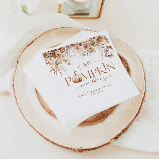 Little Pumpkin Fall Floral Rustic Baby Dusche Serviette (Von Creator hochgeladen)
