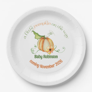 Little Pumpkin Fall Gender Neutral Baby Dusche Pappteller