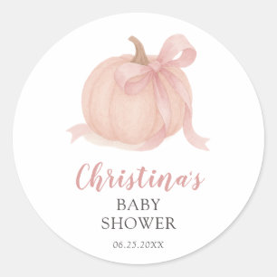 Little Pumpkin Fall Girl Babydusche Runder Aufkleber