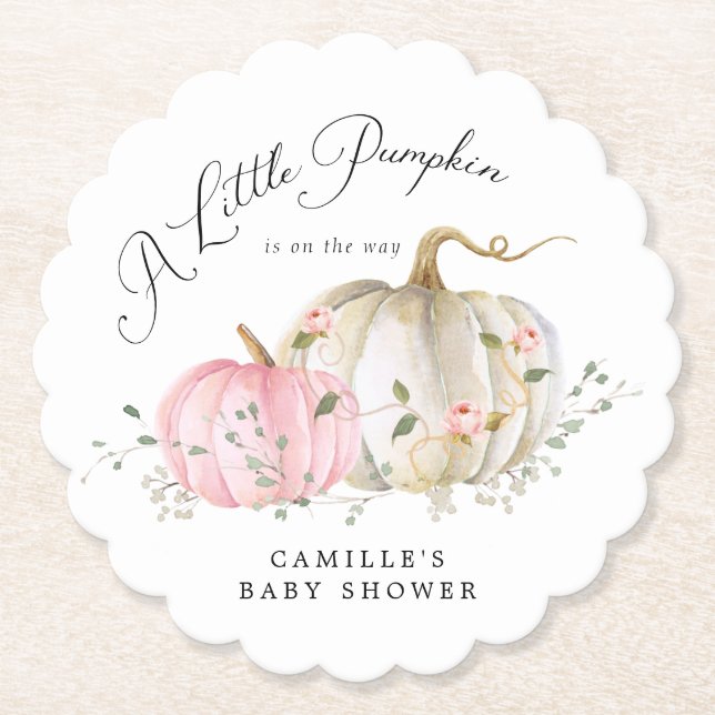 Little Pumpkin Fall Girl Babydusche Untersetzer (Vorderseite)