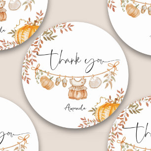 Little Pumpkin Fall Herbstdusche Danke Runder Aufkleber