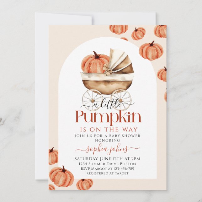 Little Pumpkin Fall Herbstdusche Einladung (Vorderseite)