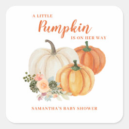 Little Pumpkin Fall Herbstdusche Quadratischer Aufkleber