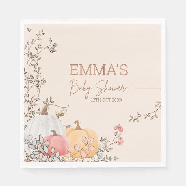 Little Pumpkin Fall Herbstdusche Serviette (Vorderseite)