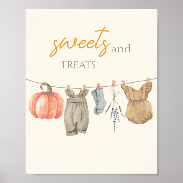 Little Pumpkin Fall Kleidung Girl Süßigkeiten und  Poster (Vorne)