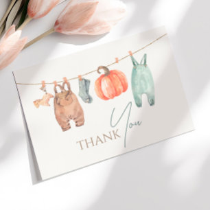 Little Pumpkin Fall Kleidung Junge Dusche Dankeskarte