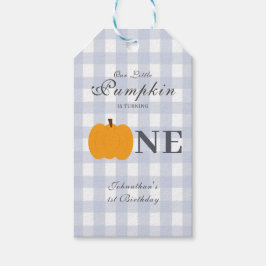 Little Pumpkin Fall Pastel Blue Erster Geburtstag Geschenkanhänger