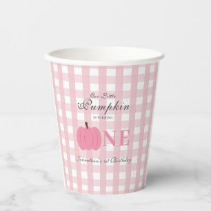 Little Pumpkin Fall Pastel Pink Erster Geburtstag Pappbecher
