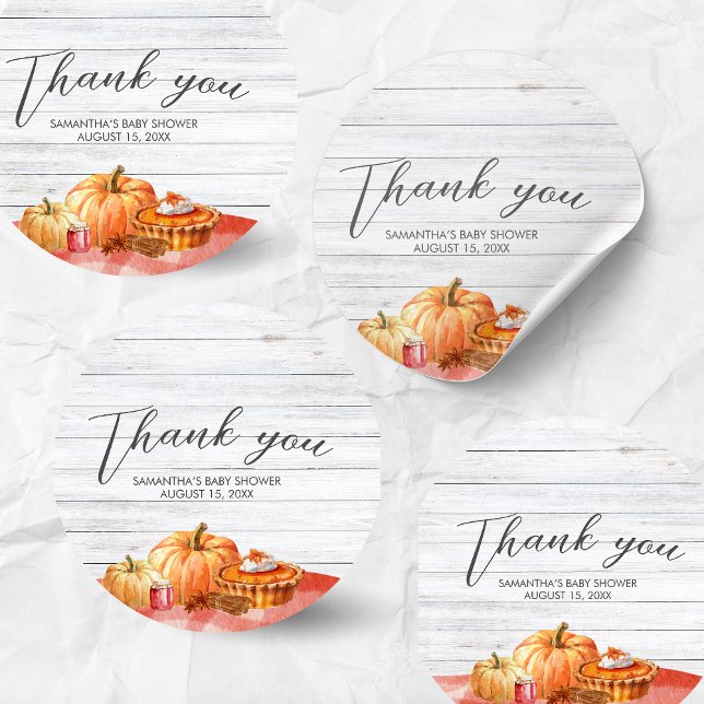 Little Pumpkin Fall Picnic Baby Shower Runder Aufkleber (Pumpkin Fall Baby Shower Round Sticker)