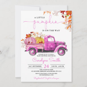 Little Pumpkin Fall Pink Truck Baby Dusche Einladung