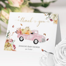 Little Pumpkin Fall Pink Vintag Truck Baby Dusche