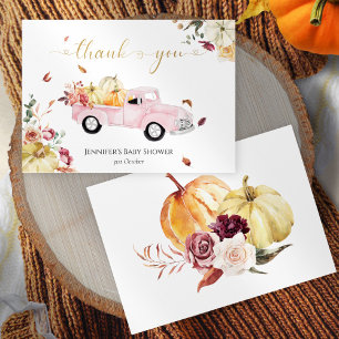 Little Pumpkin Fall Pink Vintag Truck Baby Dusche Dankeskarte