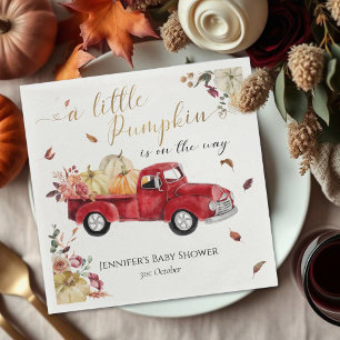 Little Pumpkin Fall Red Vintag Truck Baby Dusche Serviette