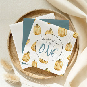 Little Pumpkin Fall Watercolor Boy Birthday Serviette
