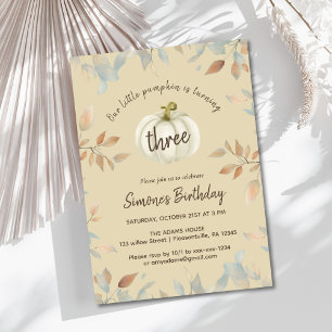Little Pumpkin Fall Watercolor Dritter Geburtstag Einladung