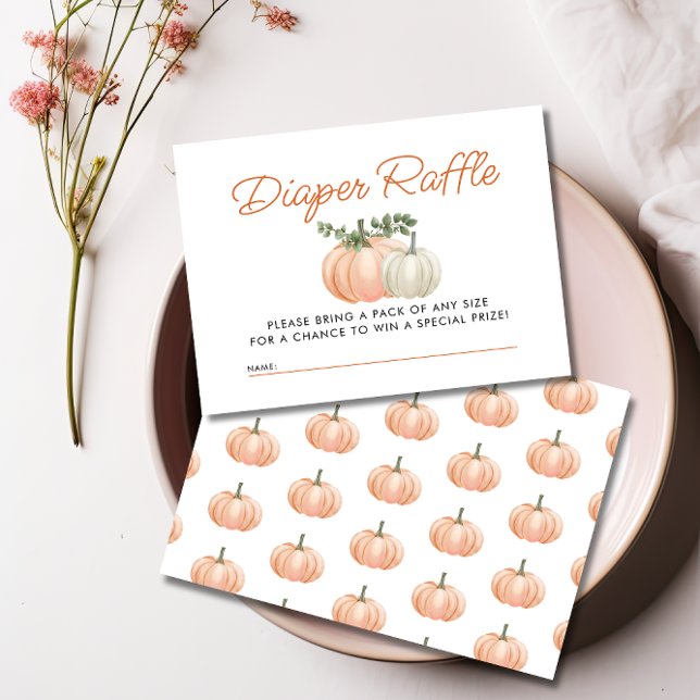 Little Pumpkin Fall Windeln Raffle Baby Dusche Begleitkarte (Von Creator hochgeladen)