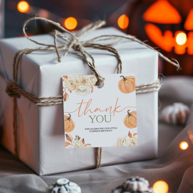 Little Pumpkin First Birthday Square Geschenkanhänger (Von Creator hochgeladen)