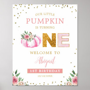 Little Pumpkin Floral 1. Geburtstag Begrüßungszeic Poster