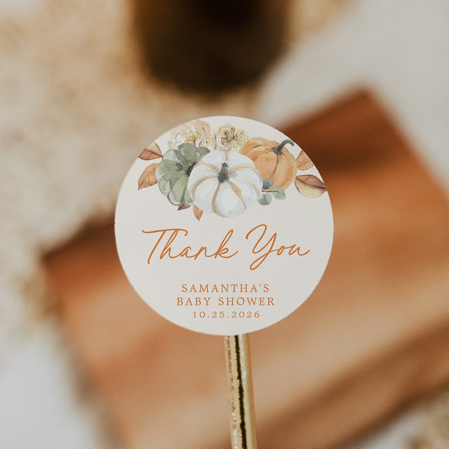 Little Pumpkin Floral Baby Dusche Vielen Dank für  Runder Aufkleber (Von Creator hochgeladen)