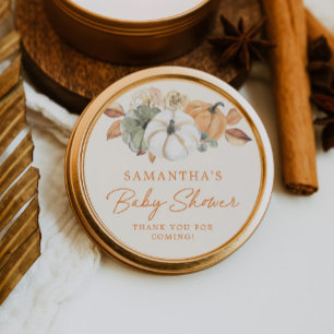 Little Pumpkin Floral Baby Dusche Vielen Dank für  Runder Aufkleber