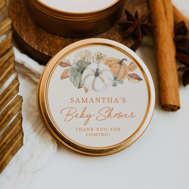 Little Pumpkin Floral Baby Dusche Vielen Dank für  Runder Aufkleber (Von Creator hochgeladen)