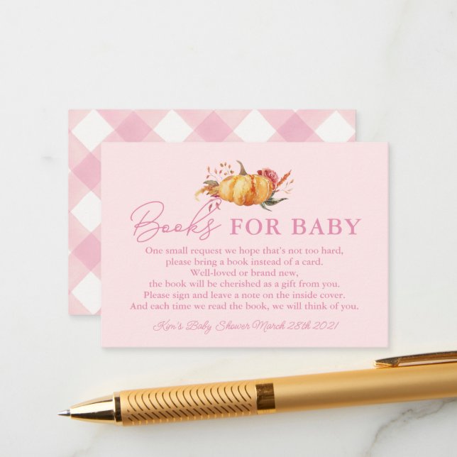 Little Pumpkin Floral Baby Shower Books for Baby Begleitkarte