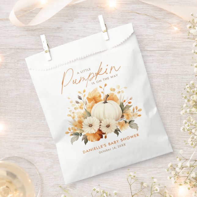 Little Pumpkin Floral Boho Botanical Baby Shower Geschenktütchen (Ausgeschnitten)