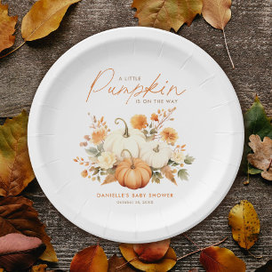 Little Pumpkin Floral Boho Botanical Baby Shower Pappteller
