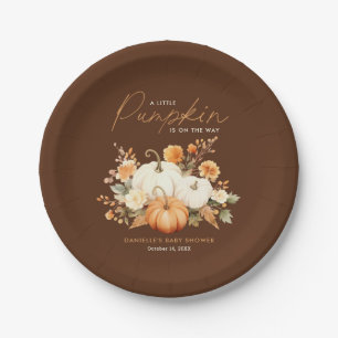 Little Pumpkin Floral Boho Botanical Baby Shower Pappteller